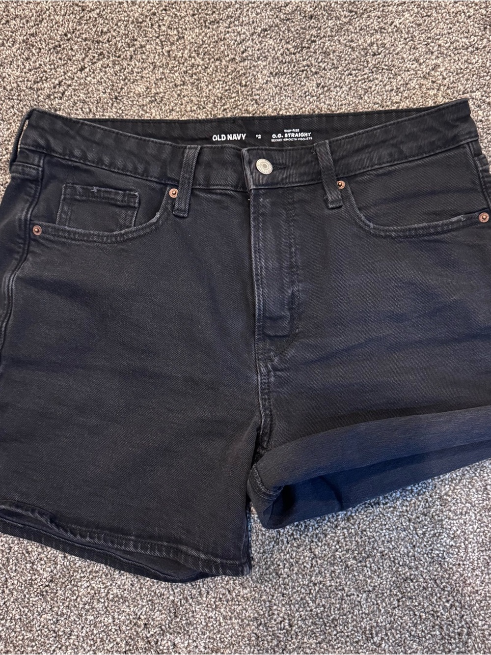 Old Navy Black High-Rise OG Denim Shorts 4” inseam